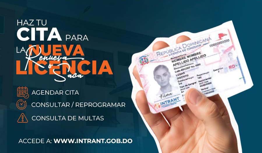 INTRANT habilita citas en línea para tramitar la nueva licencia de conducir
